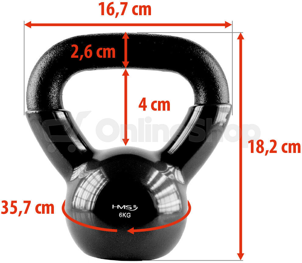 Kettlebell pokrytý vinylem HMS KNV06 6 kg, černý