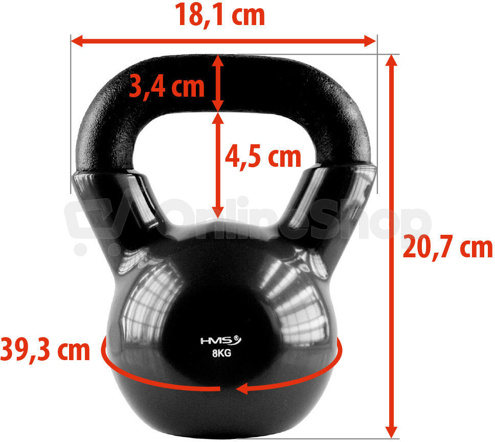 Kettlebell pokrytý vinylem HMS KNV08 8 kg, černý