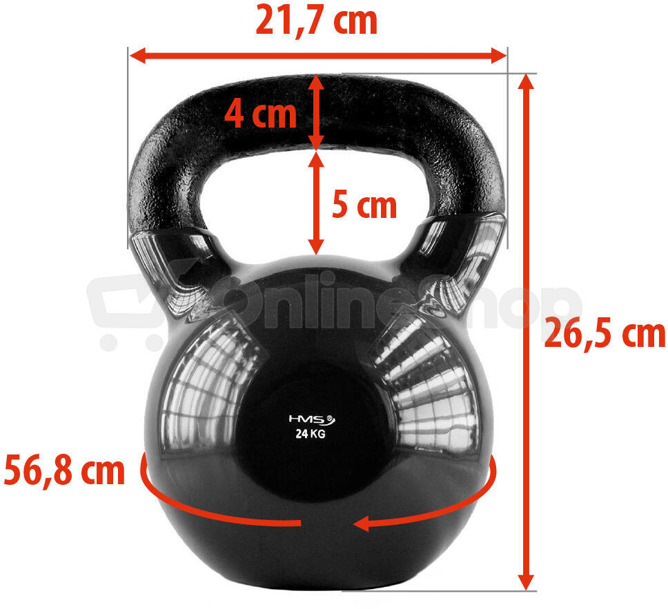 Kettlebell pokrytý vinylem HMS KNV24 24 kg, černý