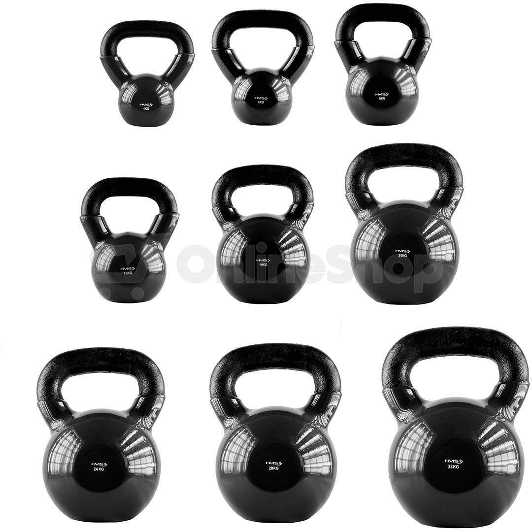 Kettlebell pokrytý vinylem HMS KNV28 28 kg, černý