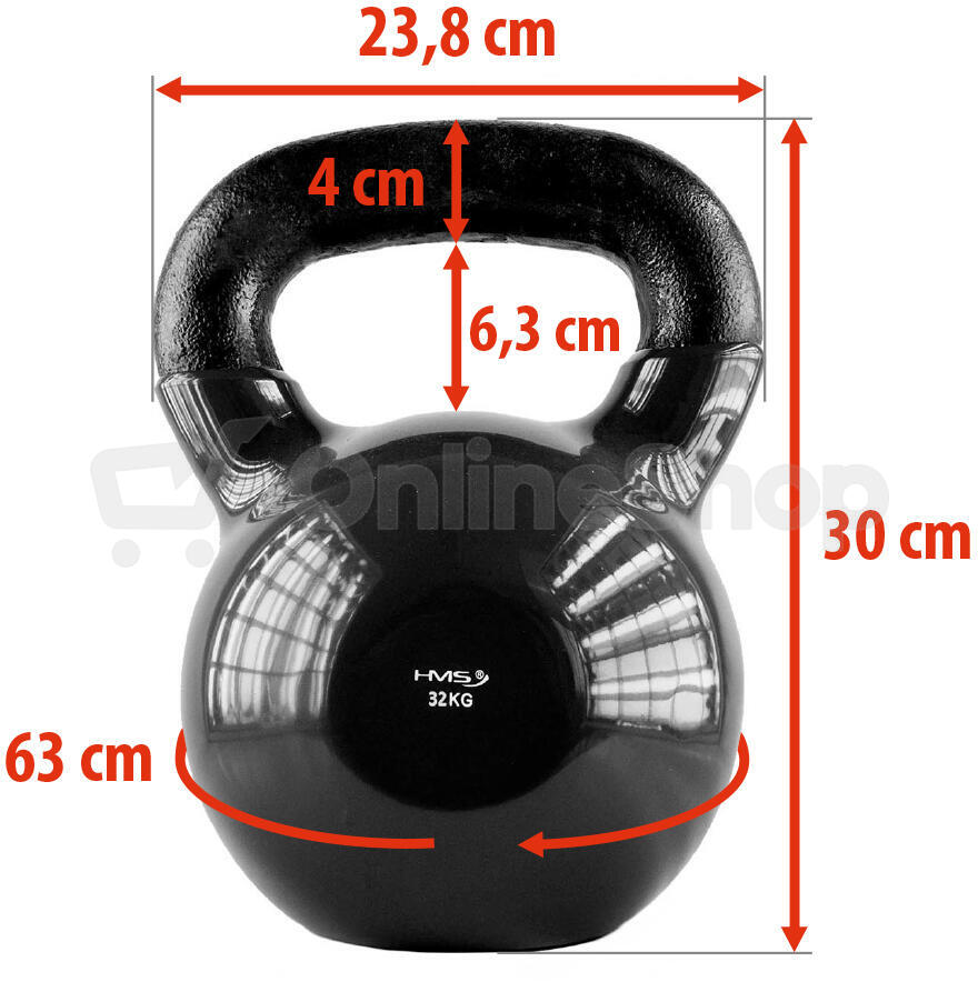 Kettlebell pokrytý vinylem HMS KNV32 32 kg, černý