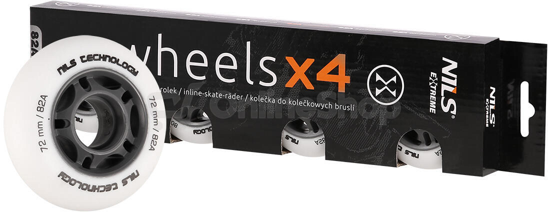 Matná kolečka NILS Extreme PU 72x24 82A, bílá, 4 ks