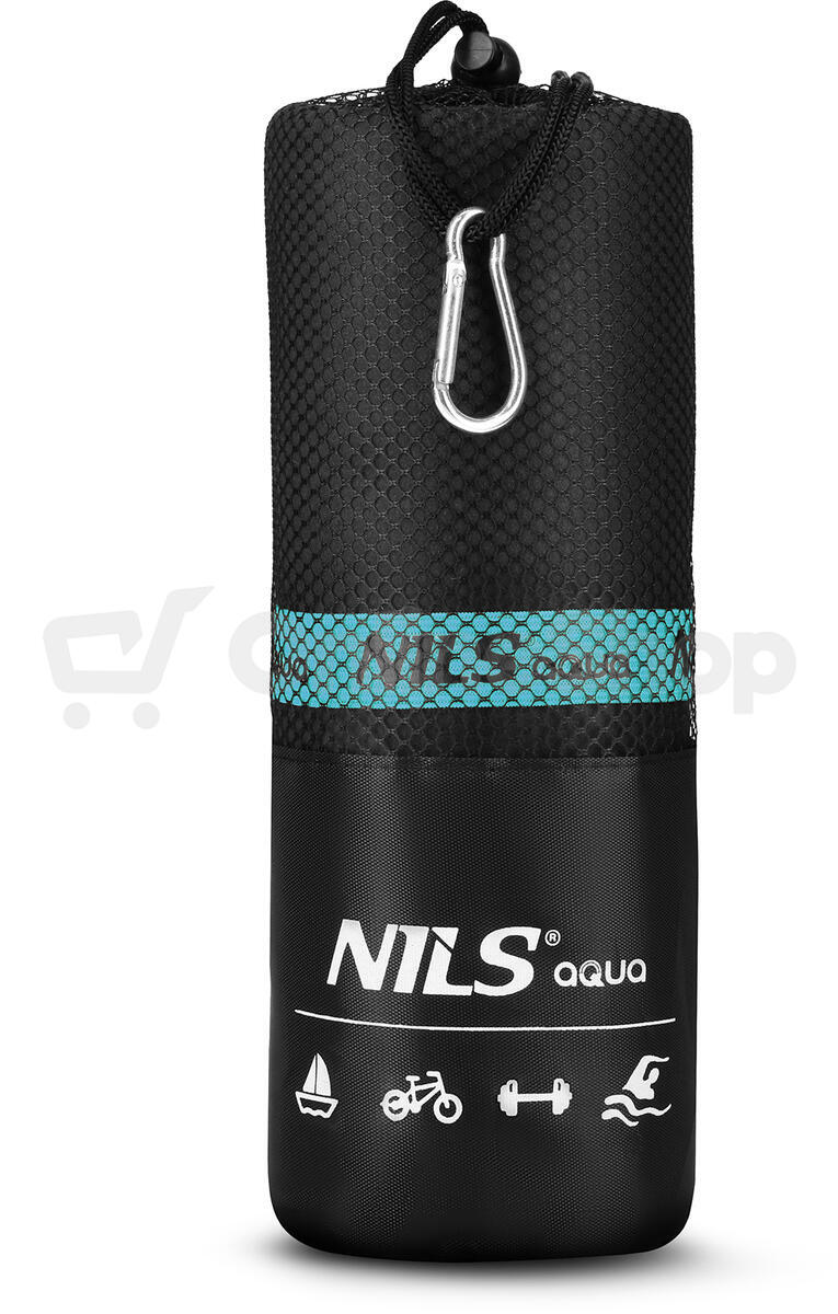 Ručník z mikrovlákna NILS aqua NAR13 černý/modrý