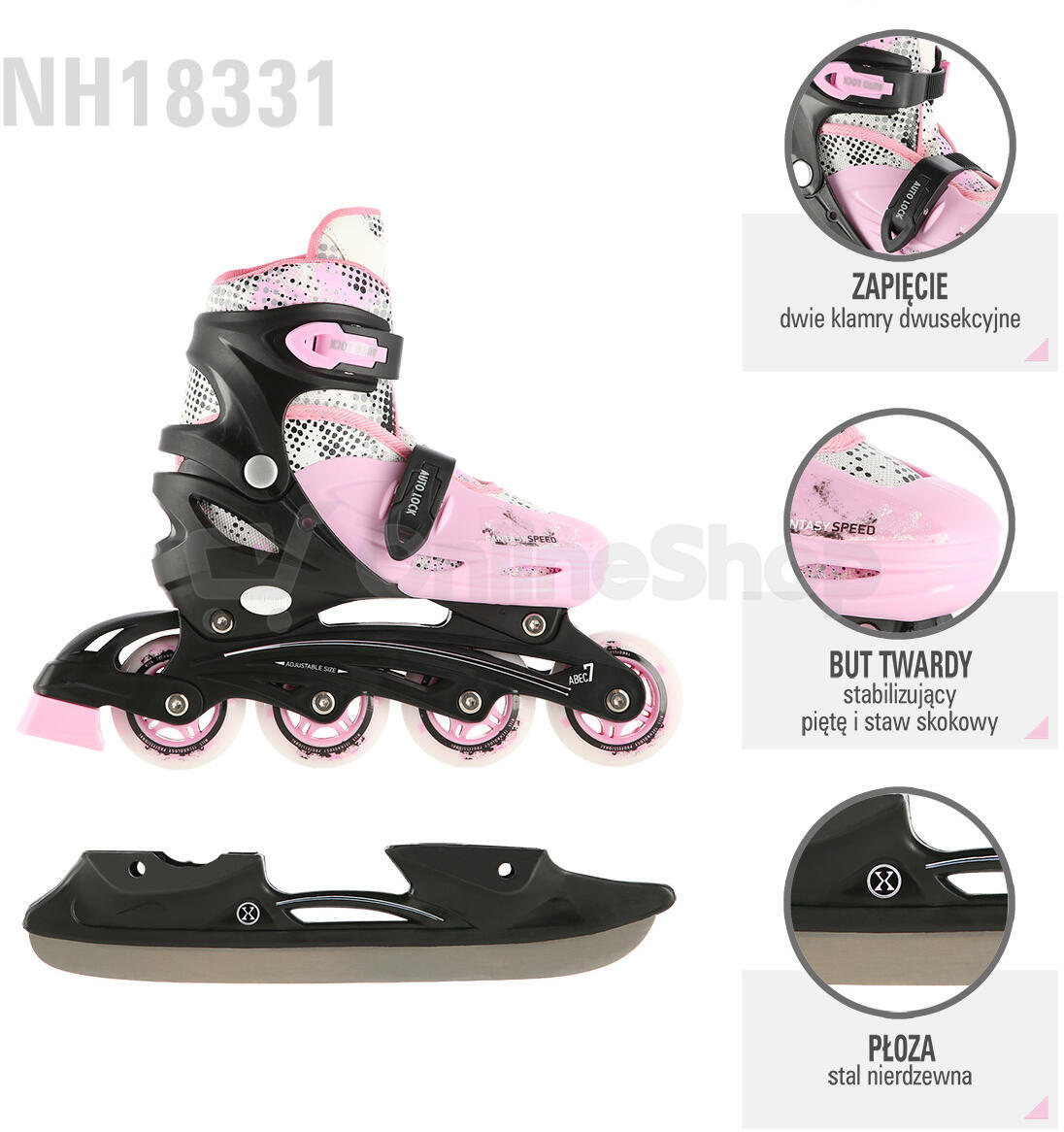 Brusle NILS Extreme NH18331 4v1 růžové