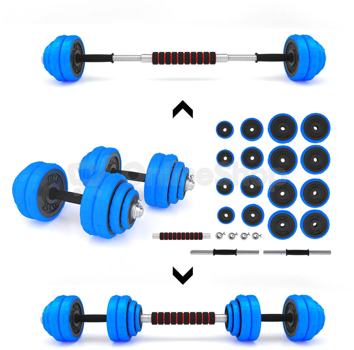 Činkový set HMS SGG30BAR 2x15 kg litina