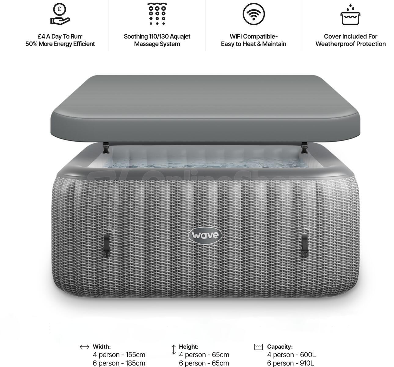 Vířivka CF WAVE PACIFIC 6 GREY RATTAN