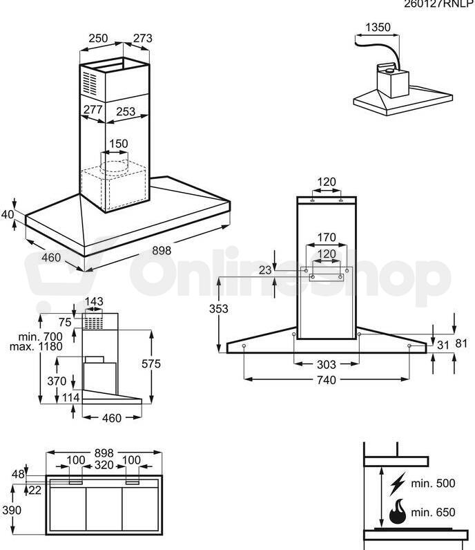Komínový odsavač par Electrolux 500 LFC519X