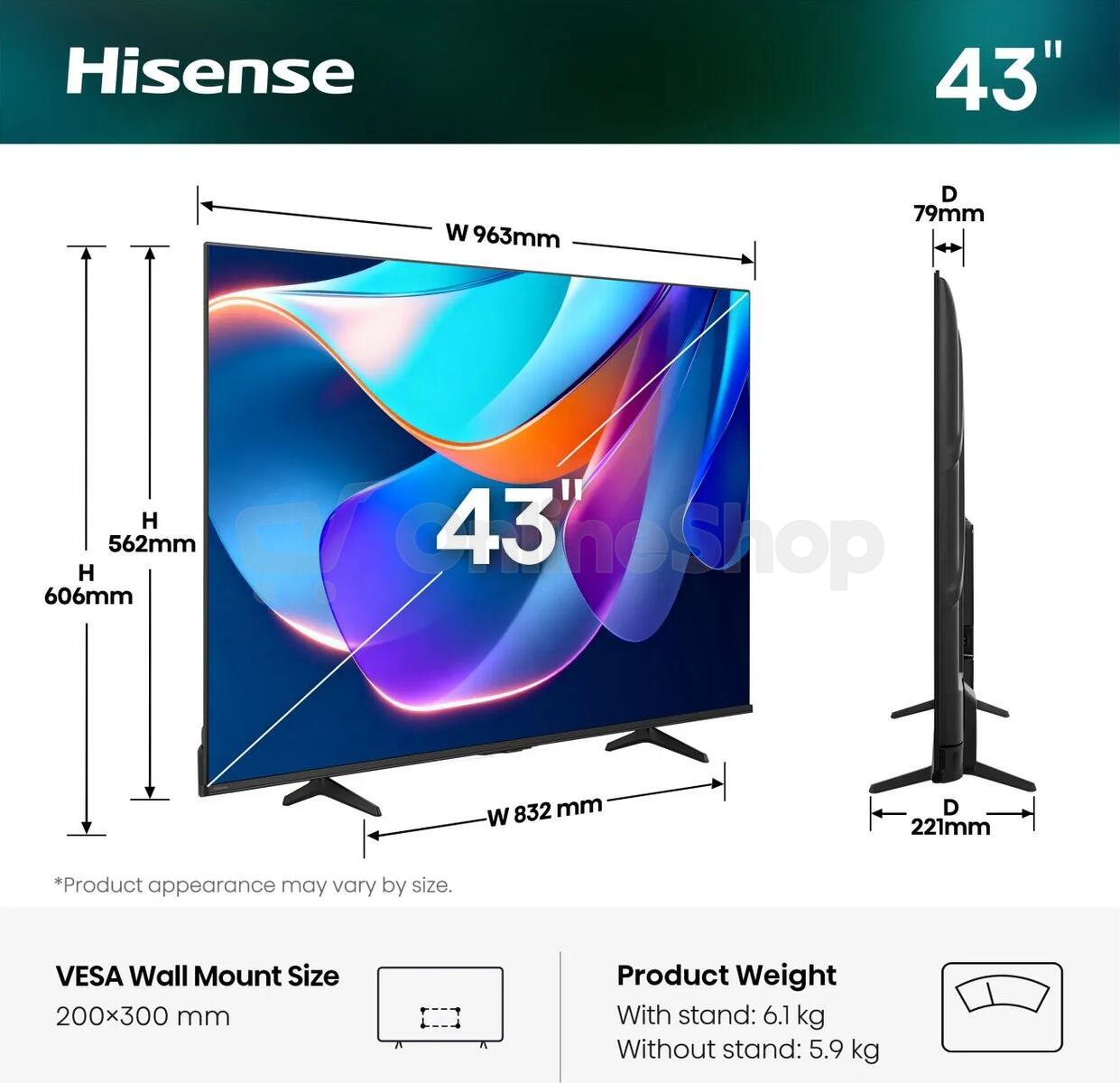 UHD Smart 4K TV Hisense 43A6S
