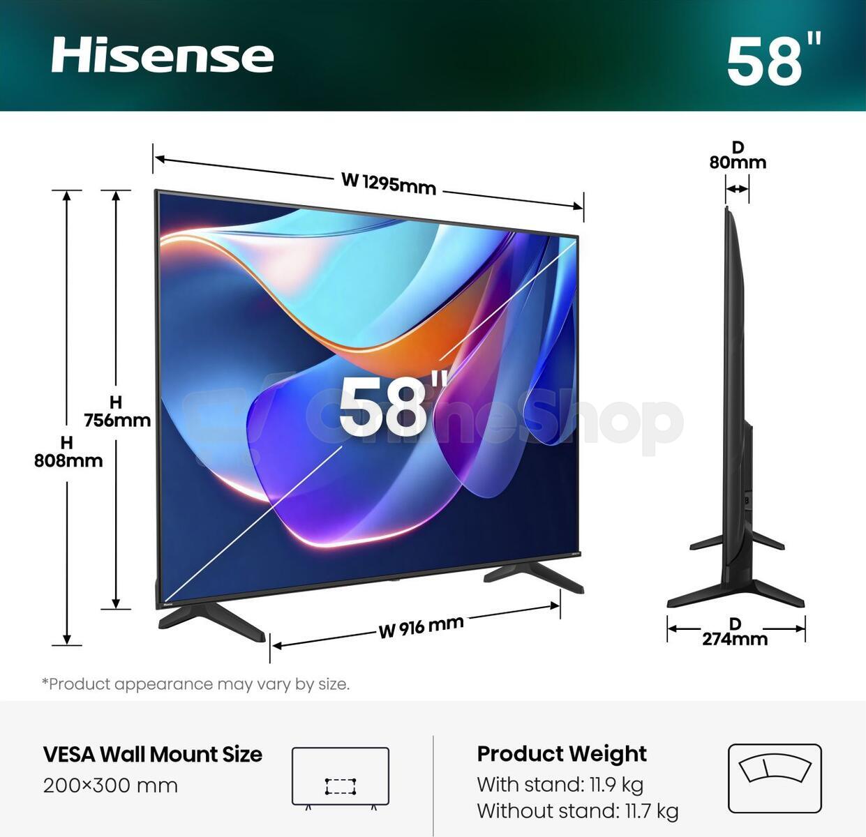 UHD Smart 4K TV Hisense 58A6S