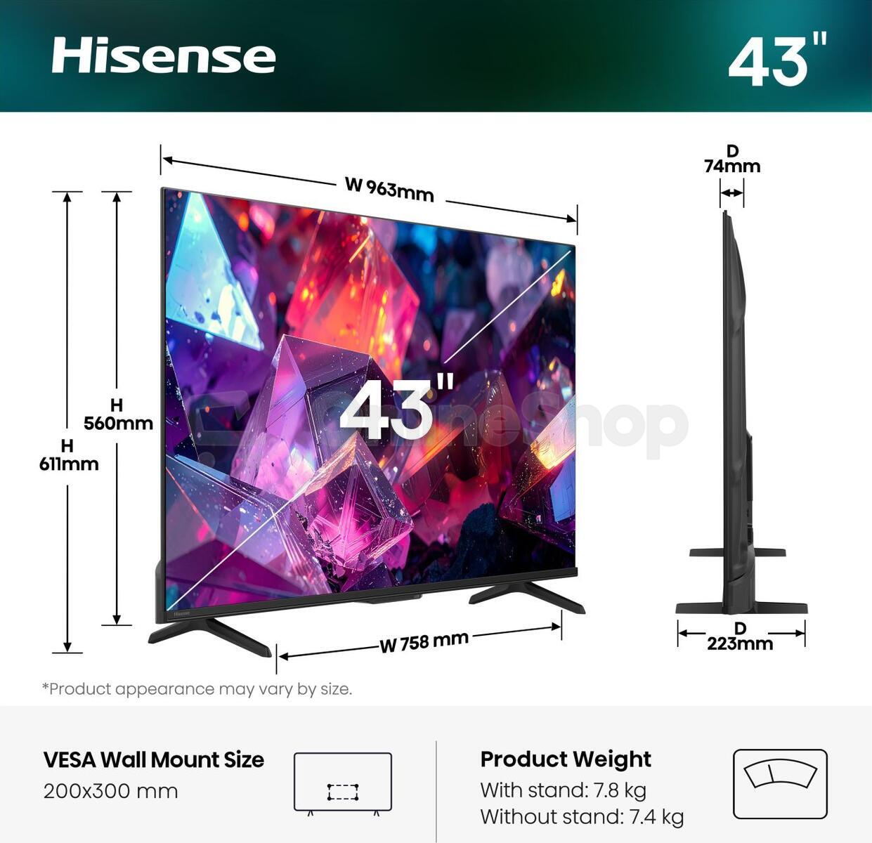Hi-QLED Smart TV Hisense 43E7S PRO