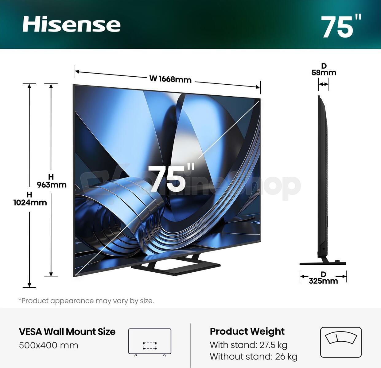 ULED MiniLED TV Hisense 75U7SE