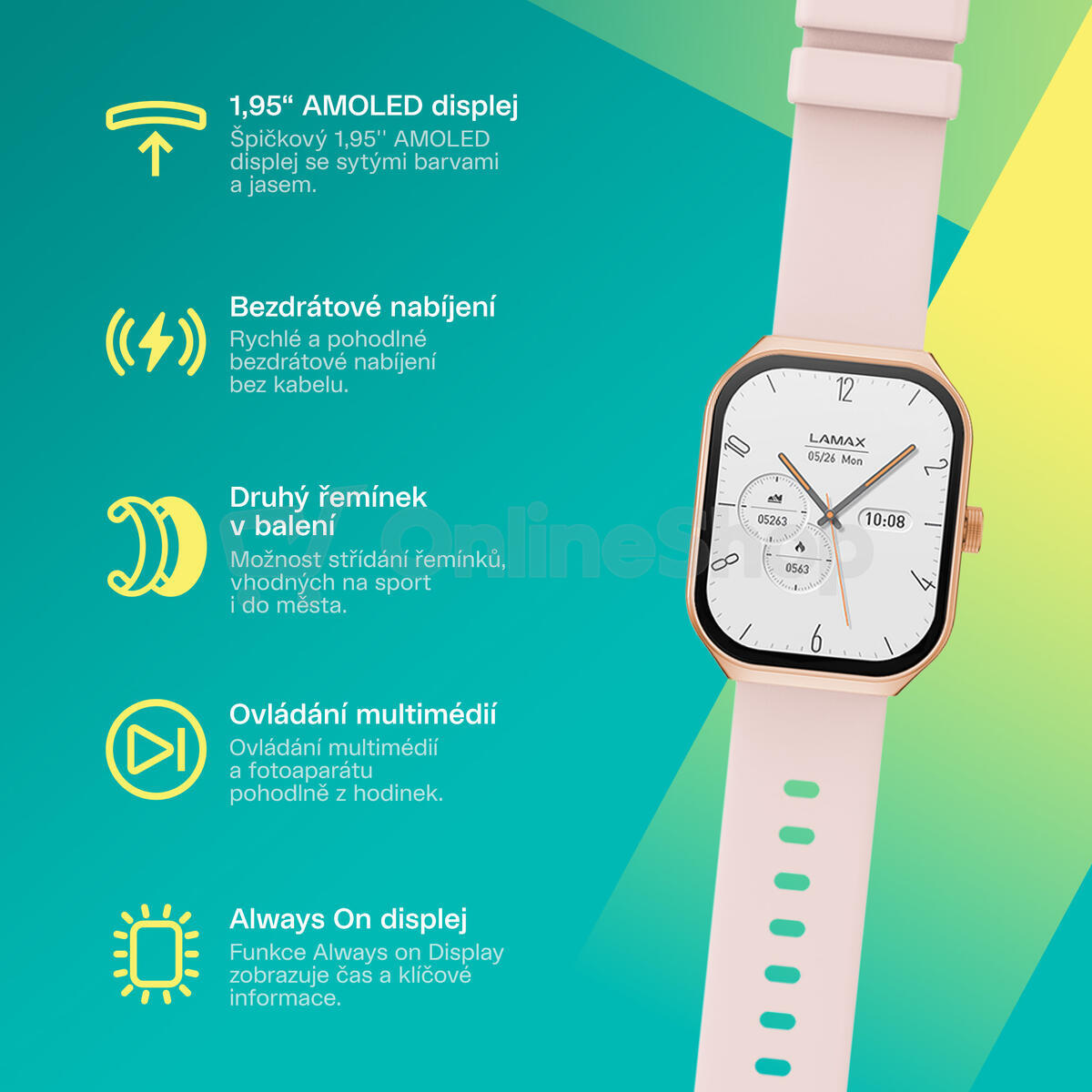 Chytré hodinky LAMAX Flow AMOLED Rose Gold | Skutečná fotografie prodávaného kusu | Skutečná fotografie prodávaného kusu | Skutečná fotografie prodávaného kusu | Skutečná fotografie prodávaného kusu