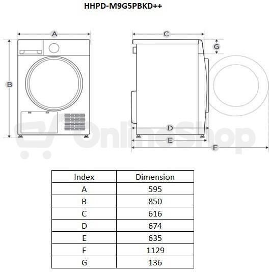 HEINNER sušička s tepelným čerpadlem HHPD-M9G5PBKD++