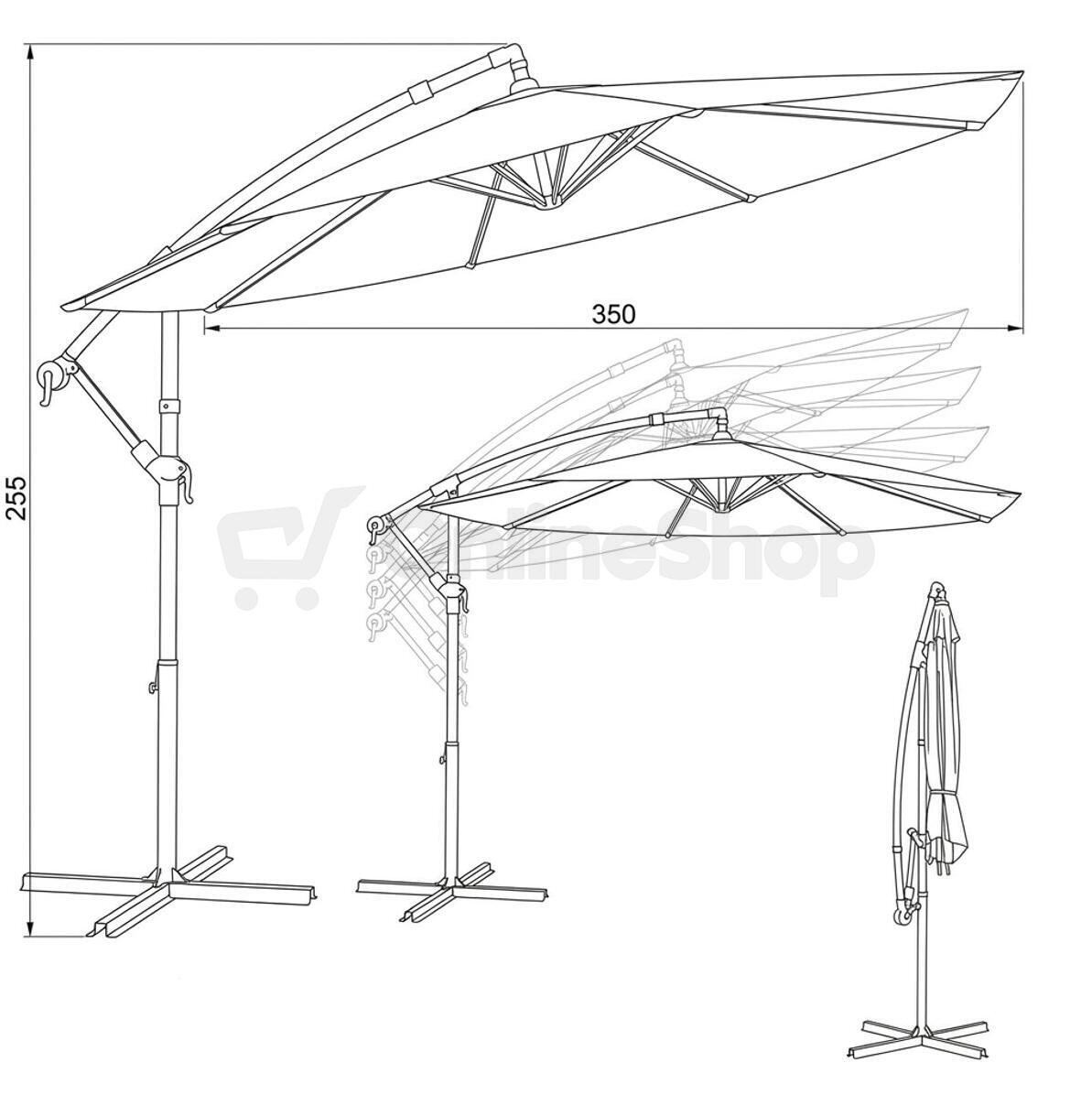 Zahradní slunečník, šedý, kov, ASL-E1116 GREY Autronic