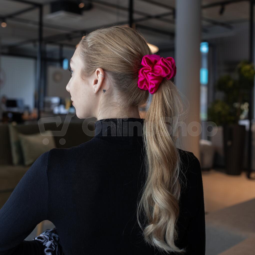 Hedvábná gumička HEDDA Mallys tmavě růžová maxi