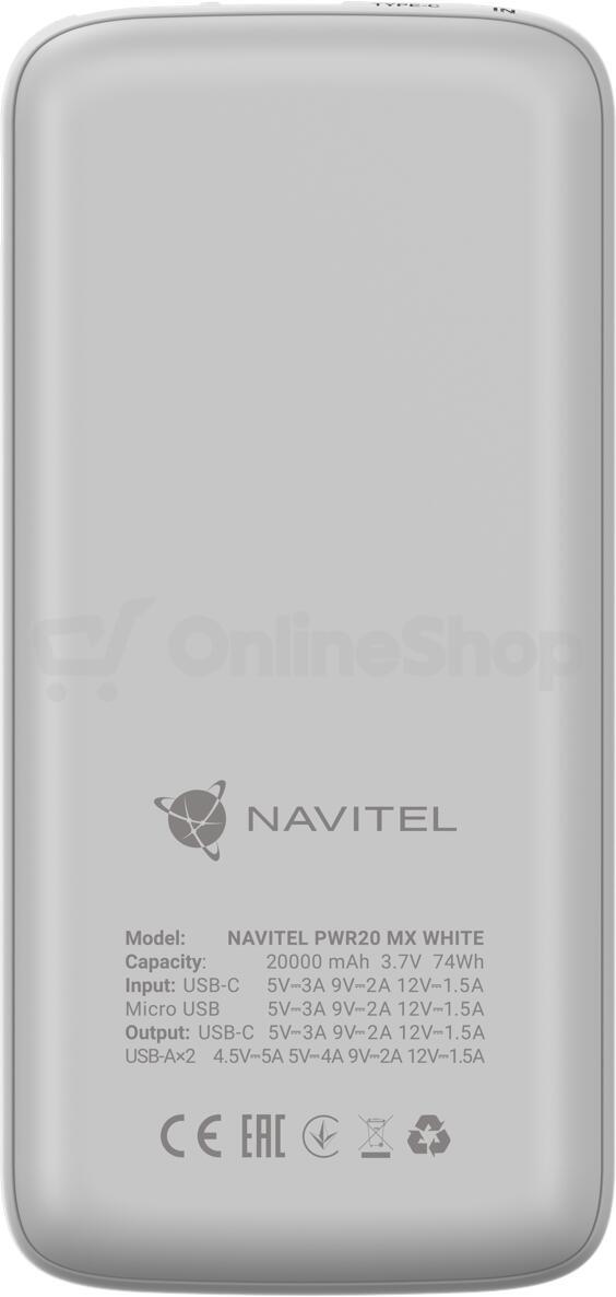 Powerbanka Navitel Power Banka PWR20 MX, bílá