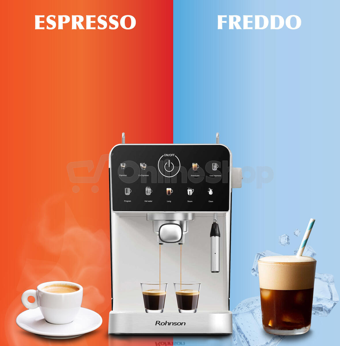 Kávovar Rohnson R-98033C Espresso Hot & Cold, krémový