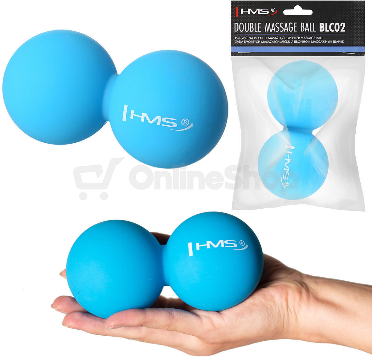 Dvojitý masážní míč HMS BLC02 modrý - Lacrosse Ball