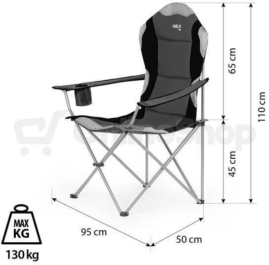 Skládací křeslo NILS Camp NC3080 tmavě šedé
