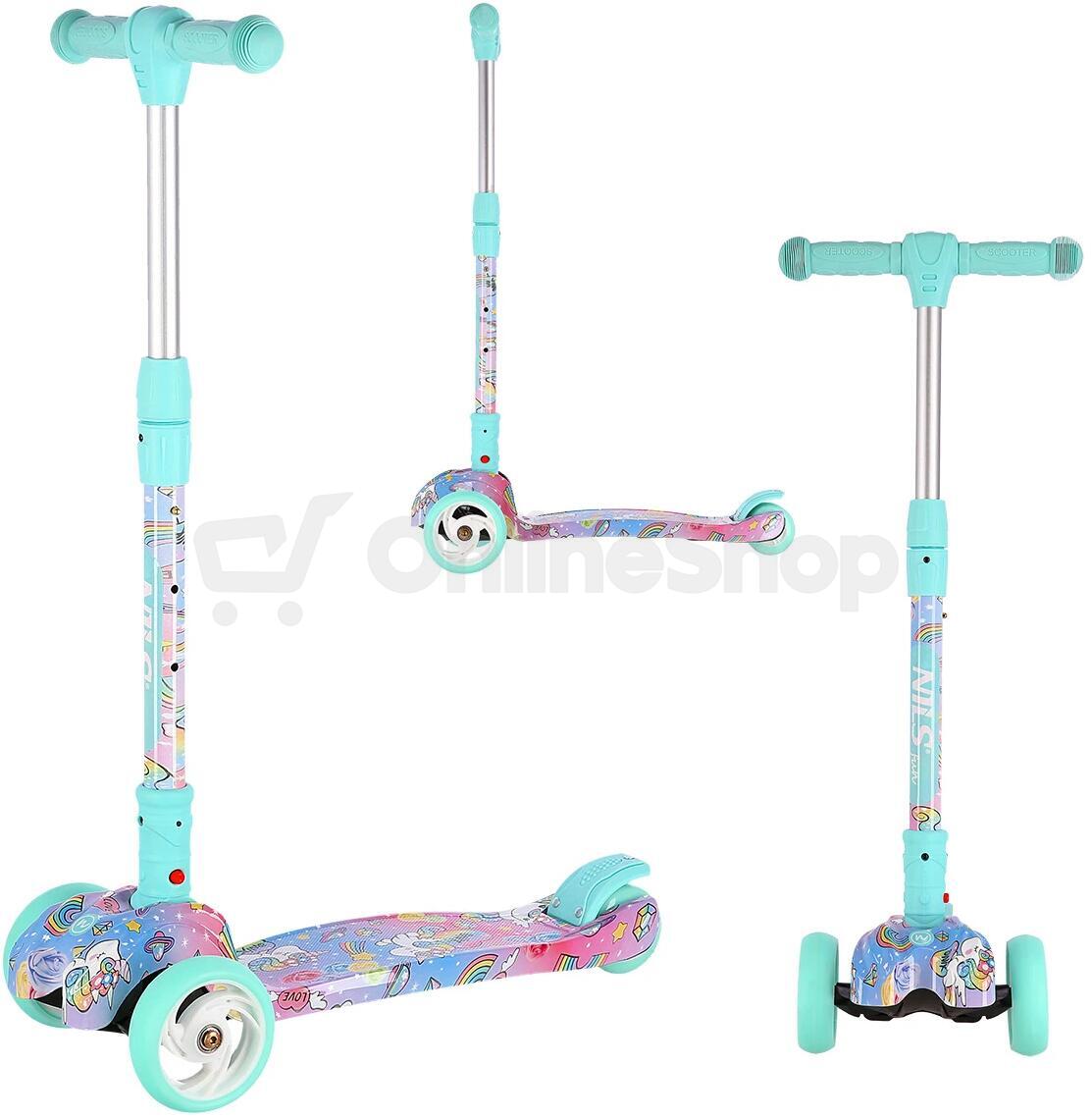 Dětská tříkolová koloběžka NILS Fun HLB15A mint s LED