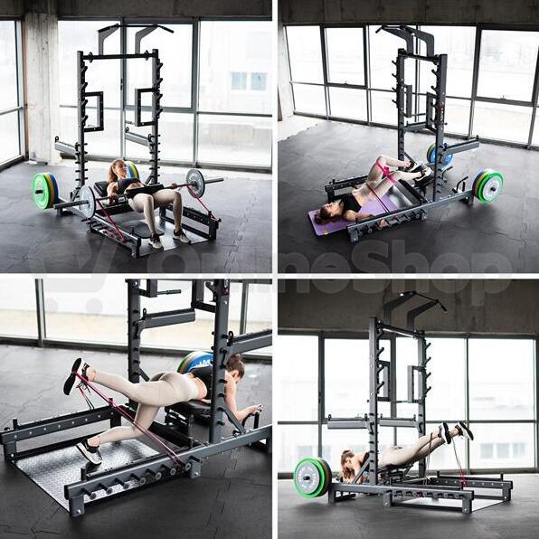 Multifunkční stojan s platformou pro zvedání činek a Hip Thrust HMS SMP01