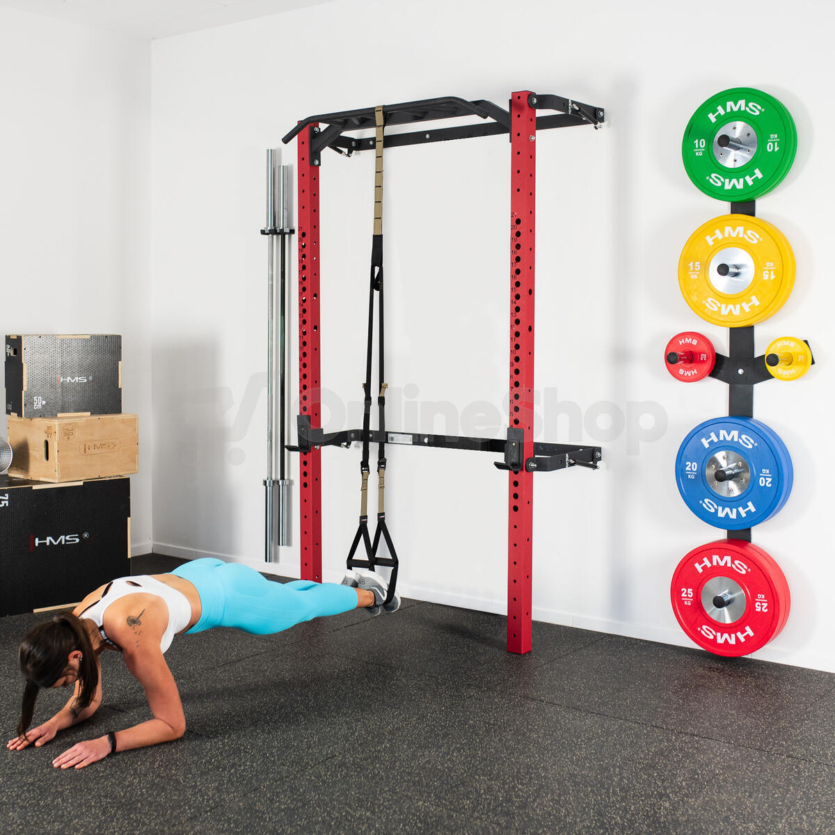 Skládací posilovací klec - Power Rack HMS KLT23 červená
