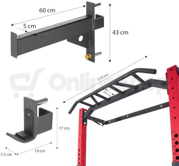 Skládací posilovací klec - Power Rack HMS KLT23 červená