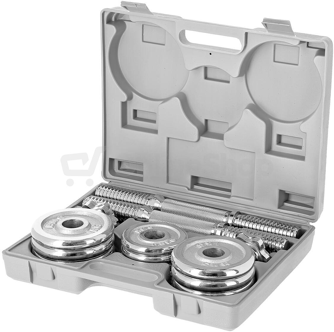 Chromovaný činkový set v kufru HMS STC-15 15 kg