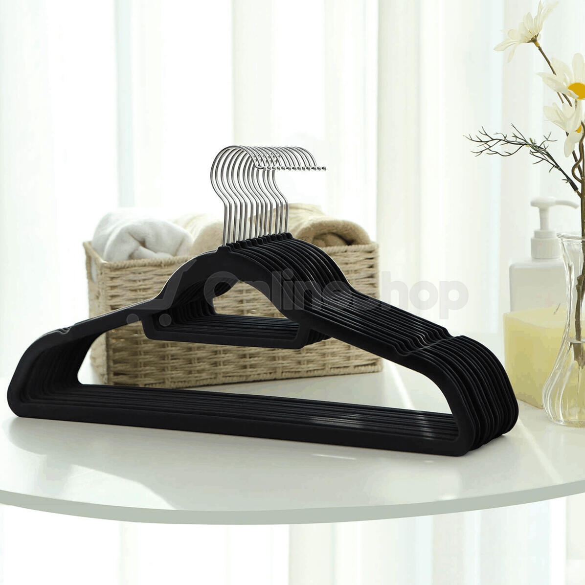 Sametová ramínka, plast, černá, set 50 ks, ASR-E1050 BK Autronic