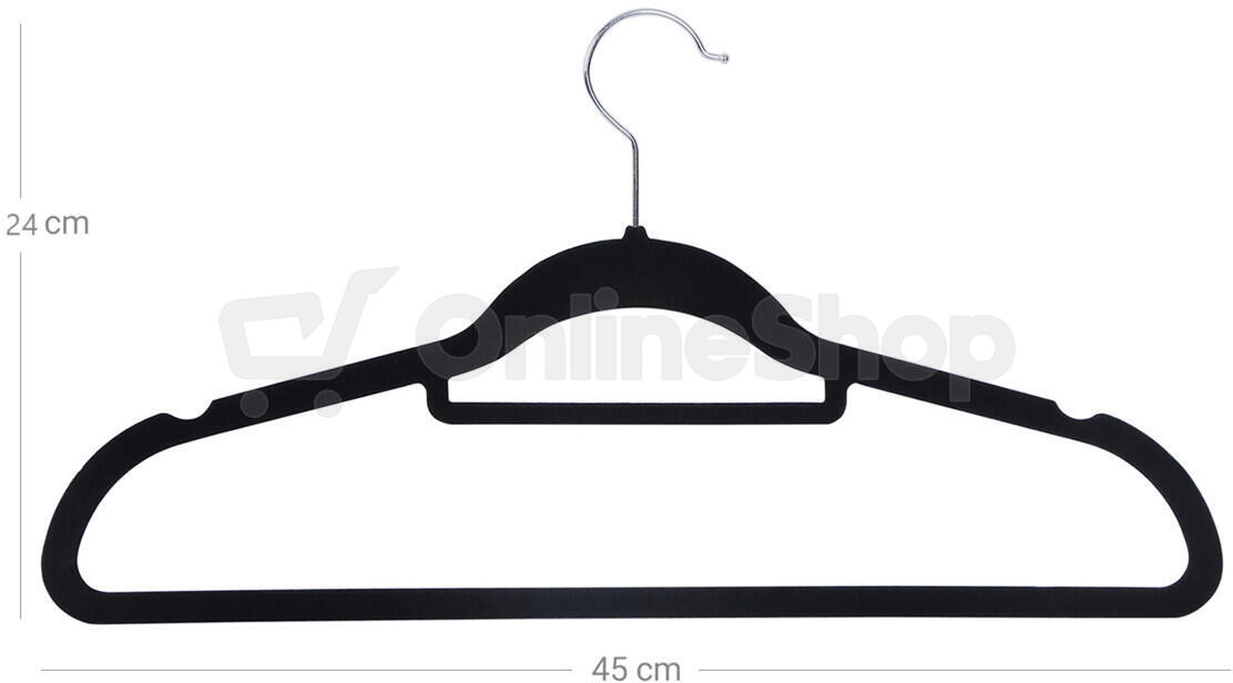 Sametová ramínka, plast, černá, set 50 ks, ASR-E1050 BK Autronic