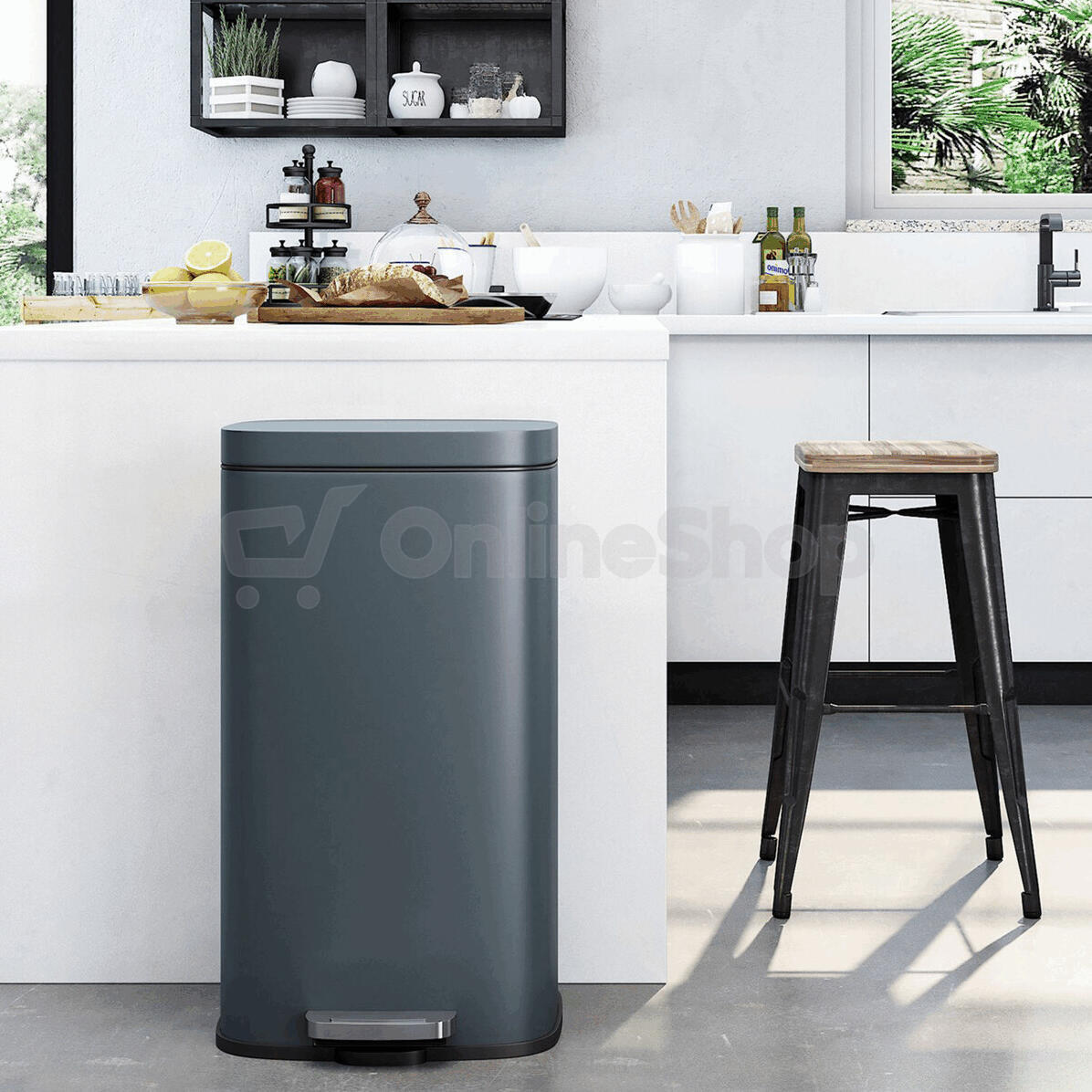 Koš na odpadky, kov, černá, AUK-E1103 BK Autronic
