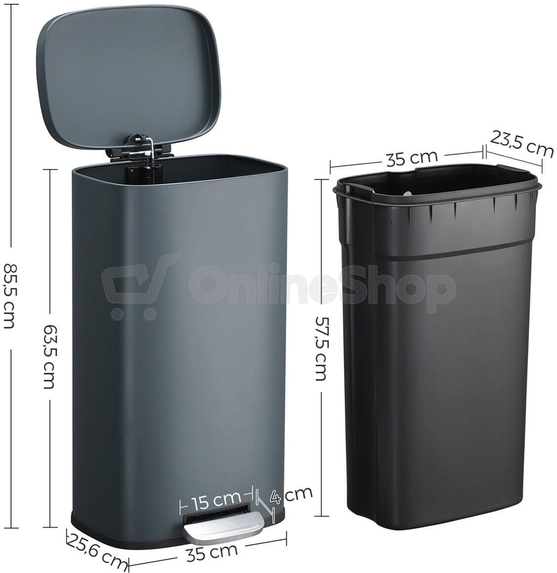 Koš na odpadky, kov, černá, AUK-E1103 BK Autronic