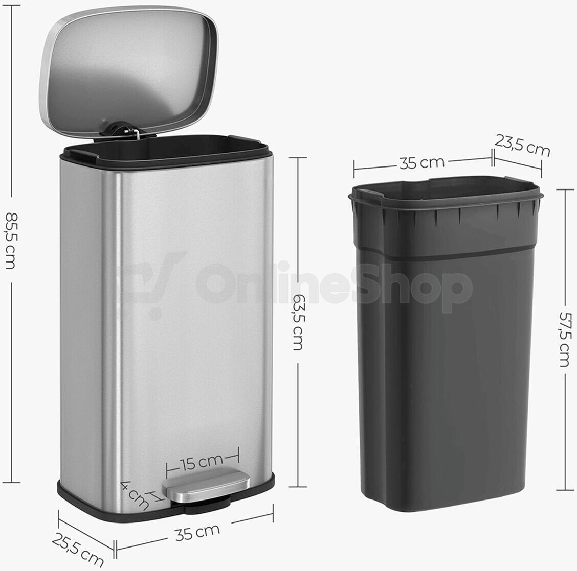 Koš na odpadky, kov, stříbrná, AUK-E1103 CR Autronic