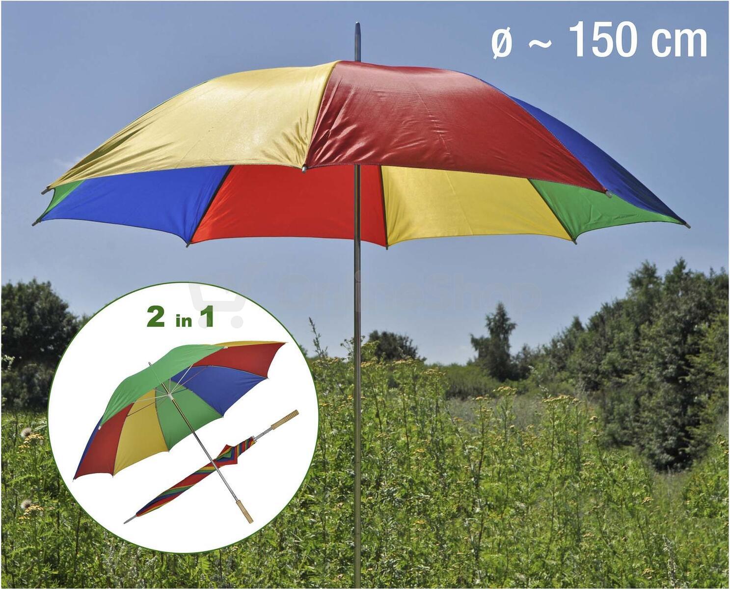 Slunečník 2v1, duhový 150cm
