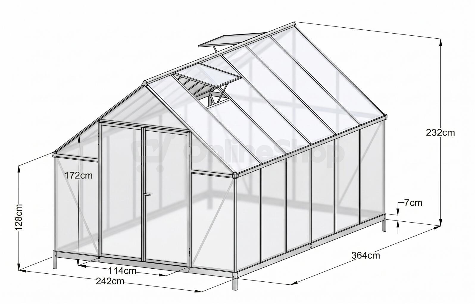 Skleník LANITPLAST SARANA 8x12 PC 4 mm černý LG4749
