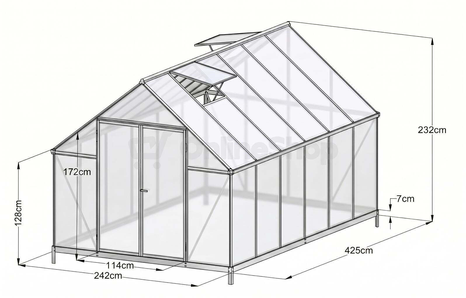 Skleník LANITPLAST SARANA 8x14 PC 4 mm černý LG4751