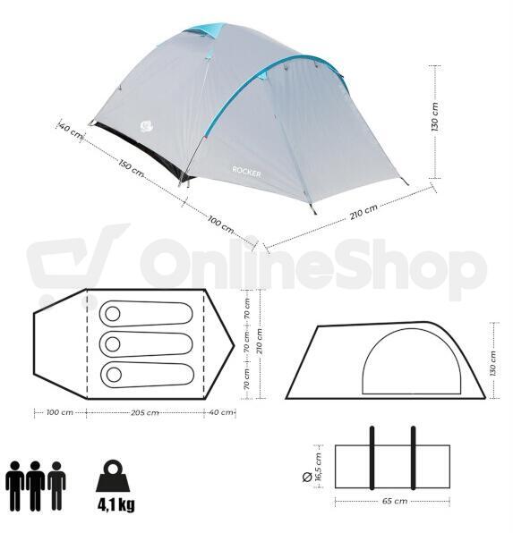Turistický stan NILS Camp NC6013 Rocker šedý