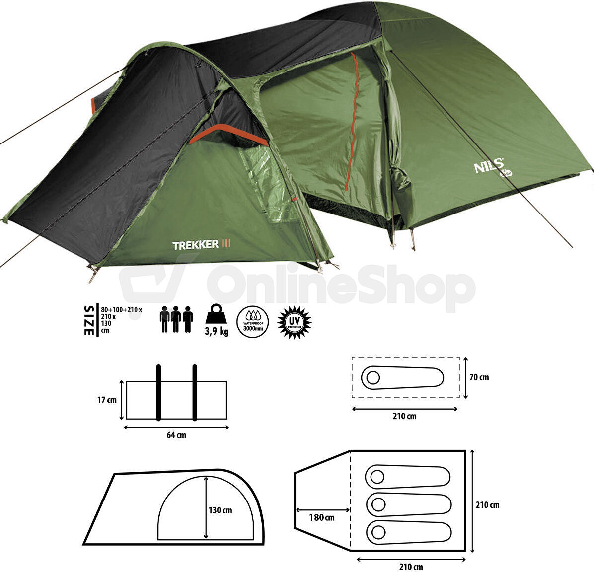 Turistický stan NILS Camp NC6312 Trekker III