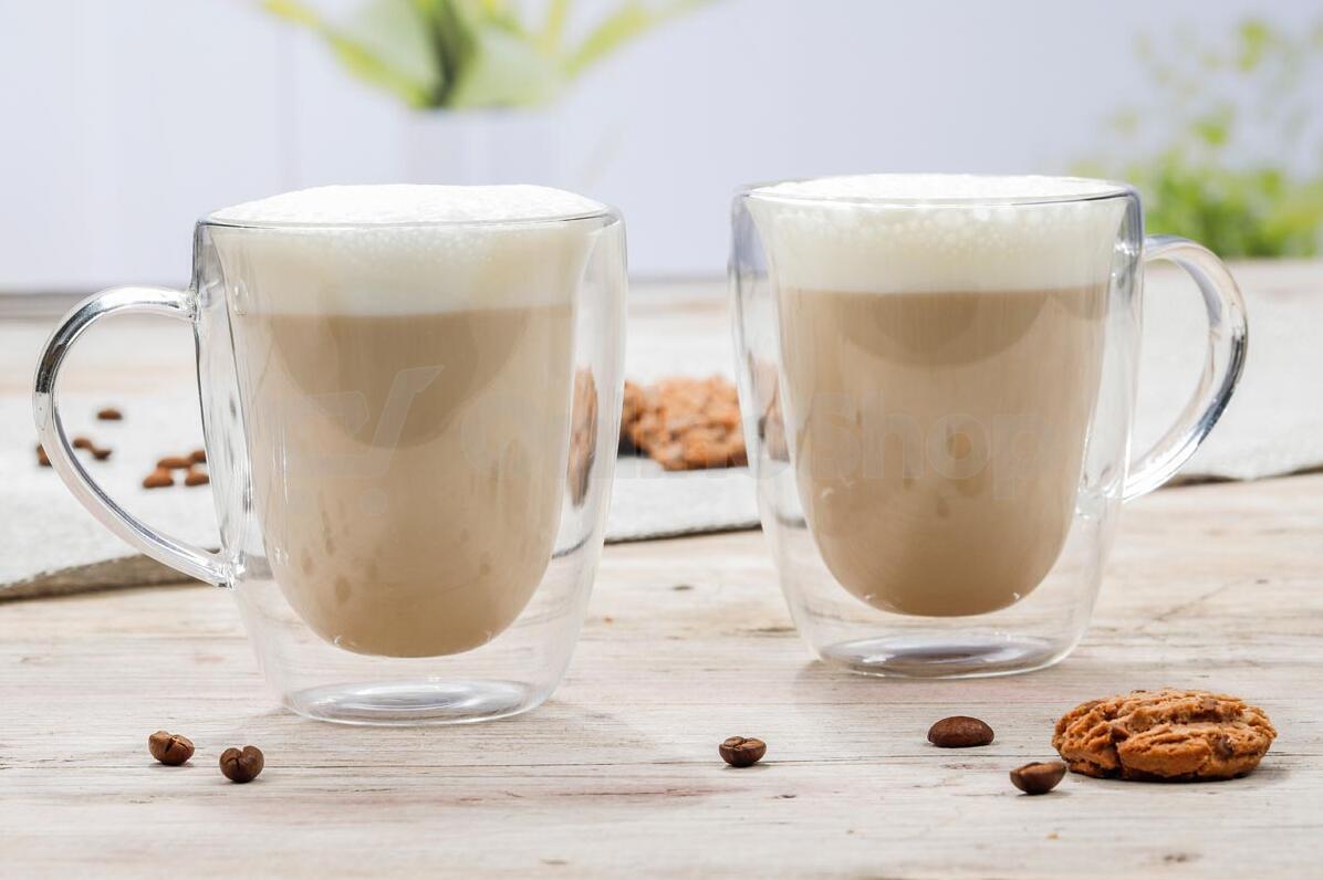 Dvoustěnná sklenice s ouškem Cappuccino, 270 ml, 2 ks