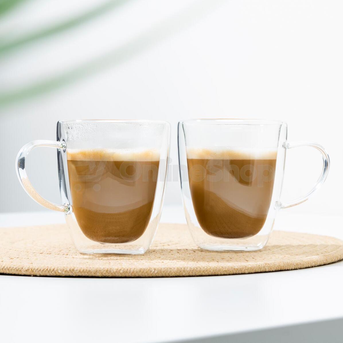 Dvoustěnná sklenice s ouškem Cappuccino, 270 ml, 2 ks