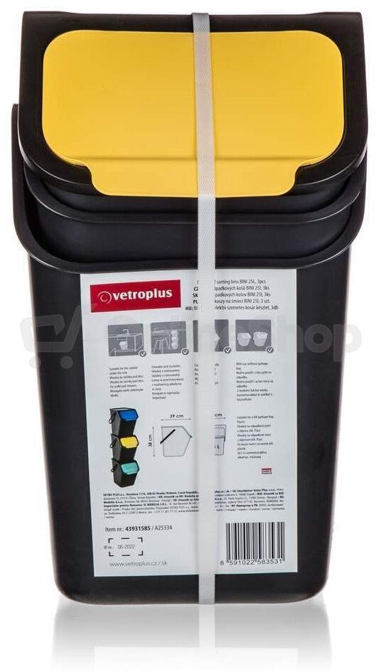 BRILANZ koš na tříděný odpad BINI 3x25l PH ČER