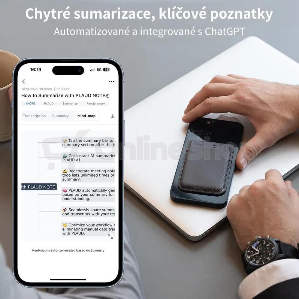 Diktafon s AI PLAUD NOTE Silver