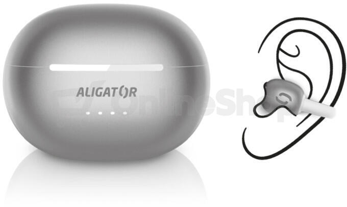Bluetooth sluchátka ALIGATOR Clip, stříbrná