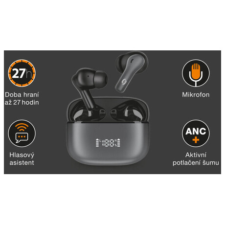 Bluetooth sluchátka ALIGATOR SUPER ANC+, černá