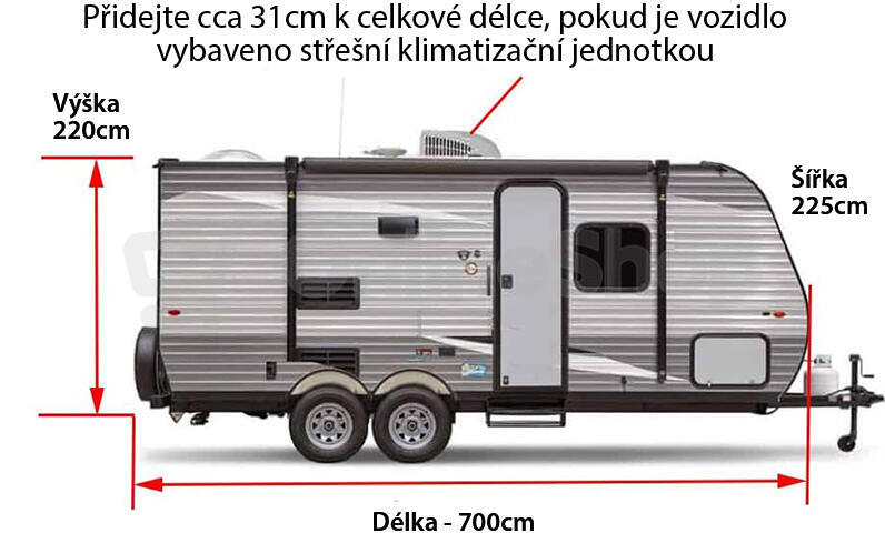 Cappa Plachta na karavan ERNESTO (Velikost: 700x225x220)