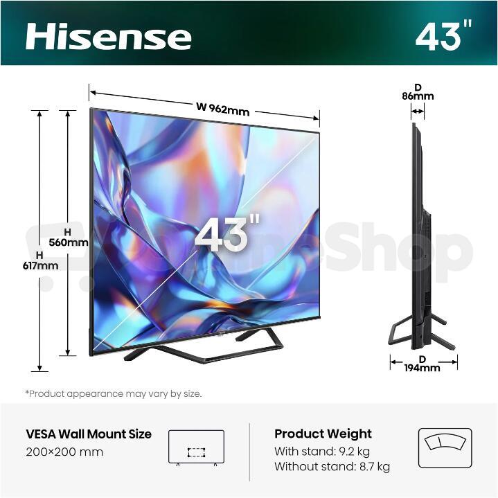 QLED Smart TV Hisense 43A7S