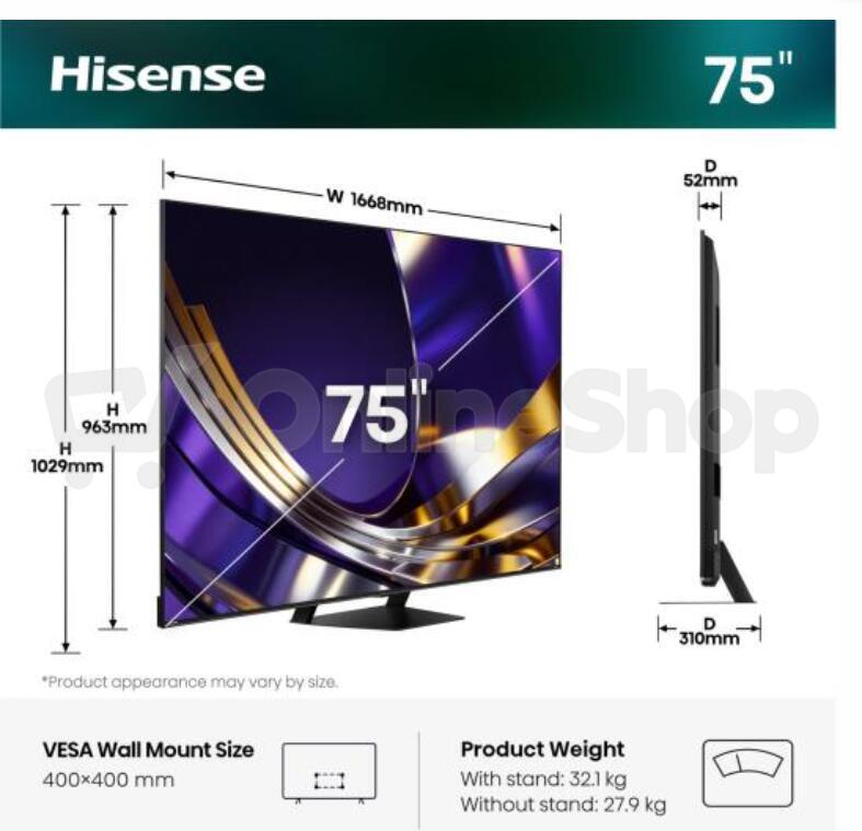 ULED MiniLED Smart TV 4K Hisense 75U7S PRO
