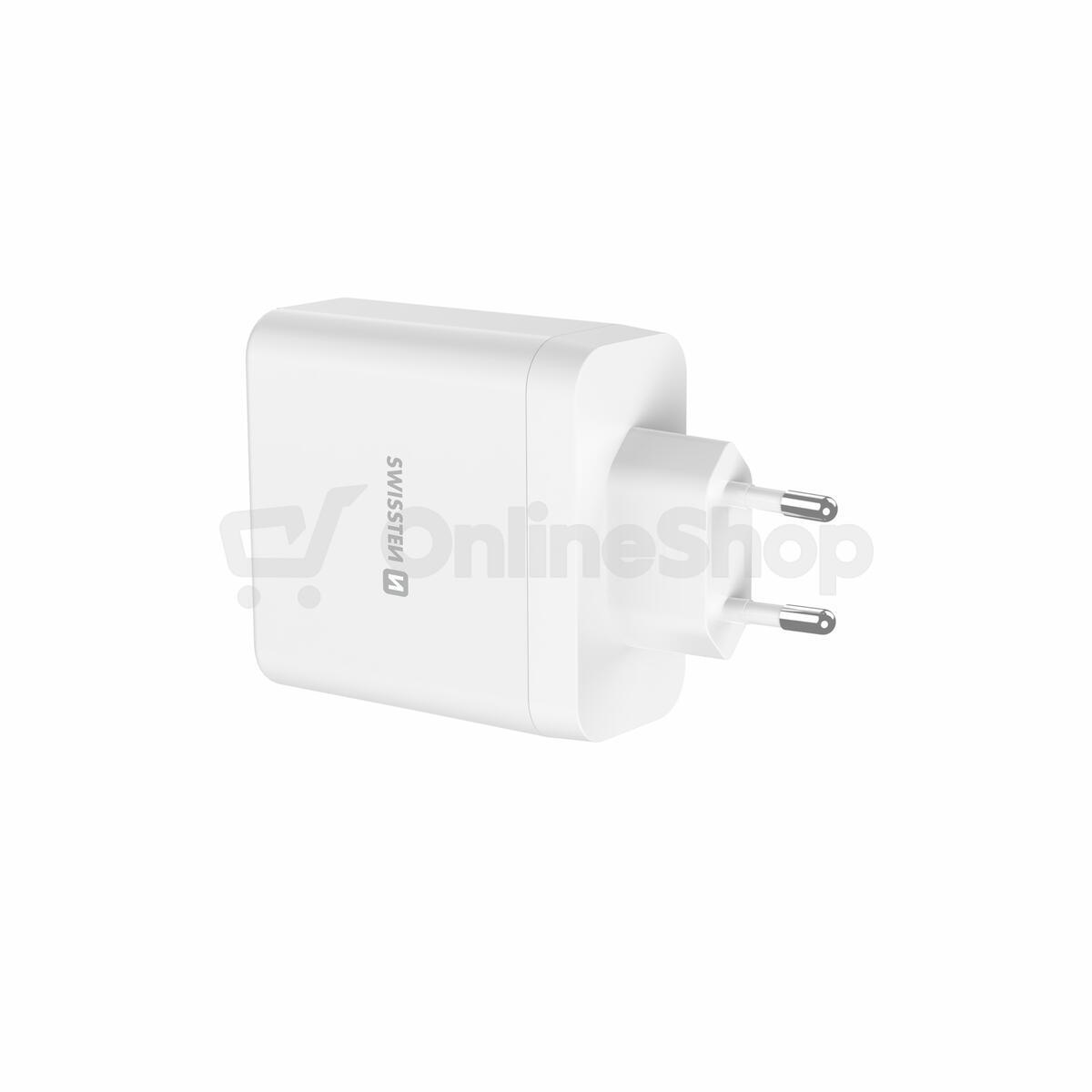 SWISSTEN SÍŤOVÝ ADAPTÉR CORE GaN 2x USB-C PD 100W + 1x USB-C PD 20W + 1x USB-A QC 30W QC BÍLÝ