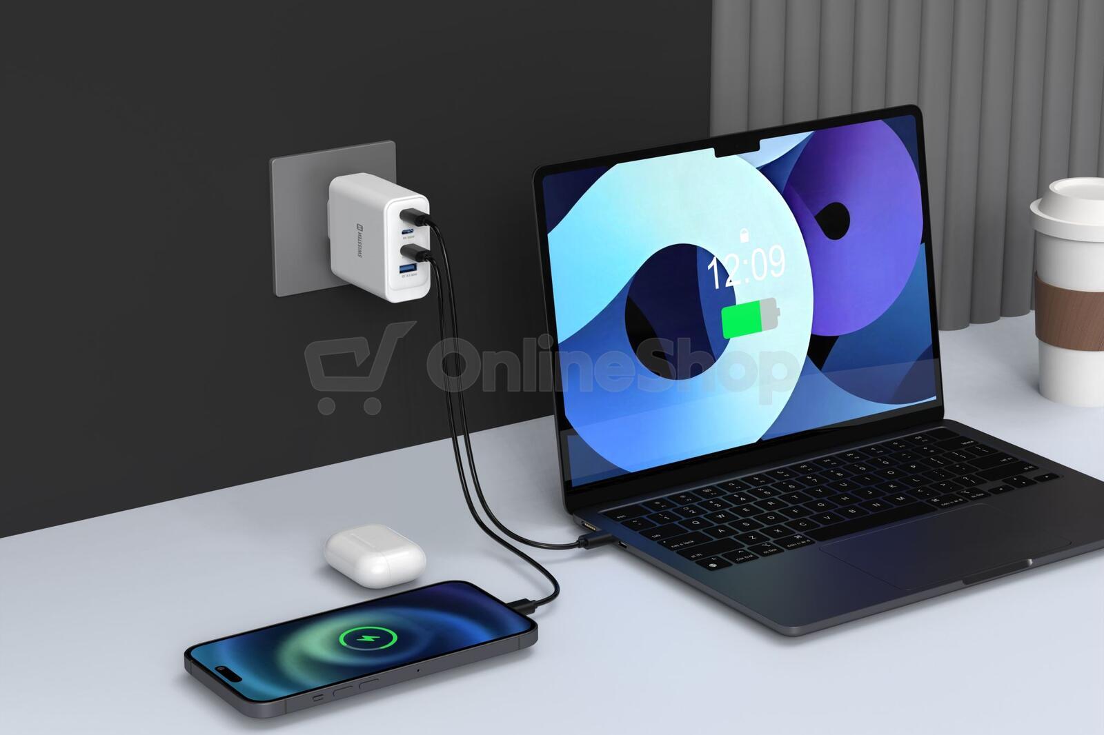 SWISSTEN SÍŤOVÝ ADAPTÉR CORE GaN 2x USB-C PD 100W + 1x USB-C PD 20W + 1x USB-A QC 30W QC BÍLÝ