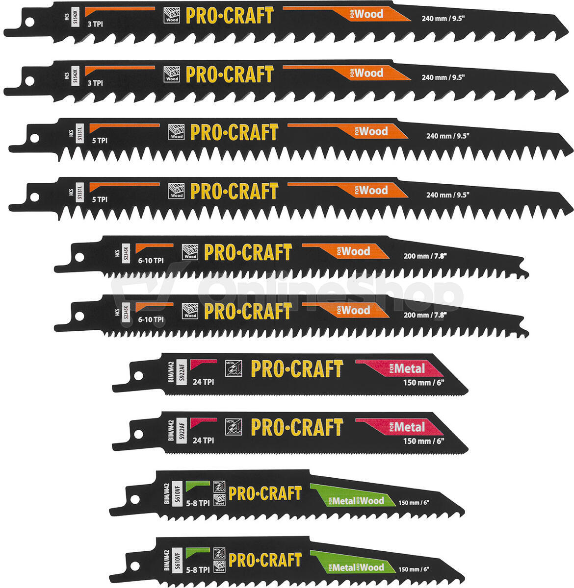 Sada pilových plátků do pily ocasky Procraft SB10 / SB10